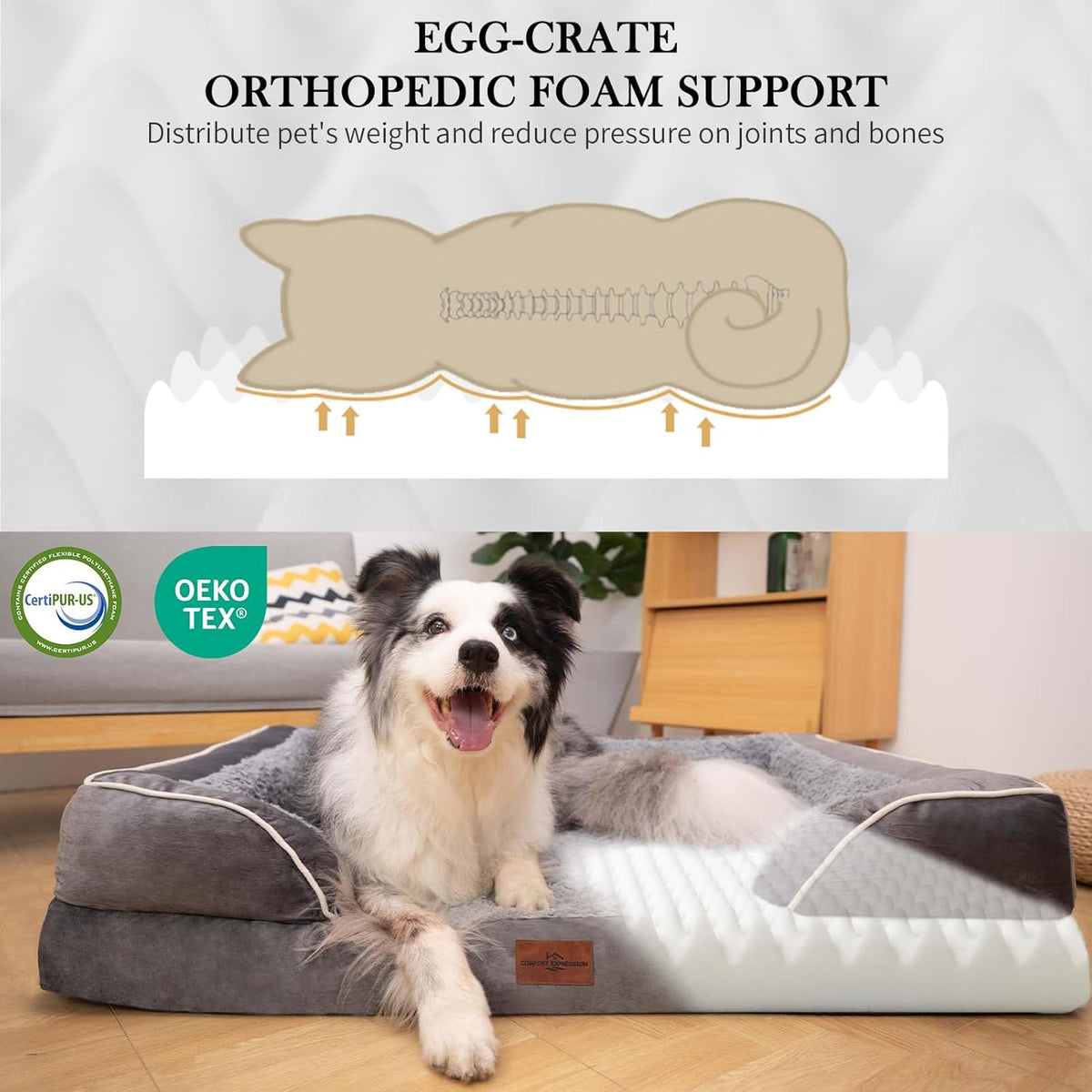 Comfort Expression XXL Orthopedic Dog Bed for Extra Large Dogs, Waterproof Orthopedic Foam Dog