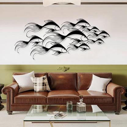 School of Fish Metal Wall Art, Metal Fish Wall Decor, Sea Life Wall Art, Large Nautical Wall