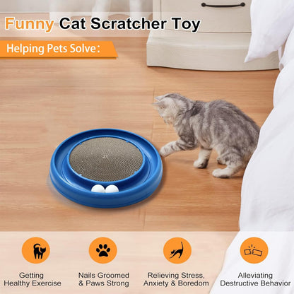 Interactive Cat Ball Track Toy for Indoor Cats, Cat Scratching Board & Exercise Set for Bored