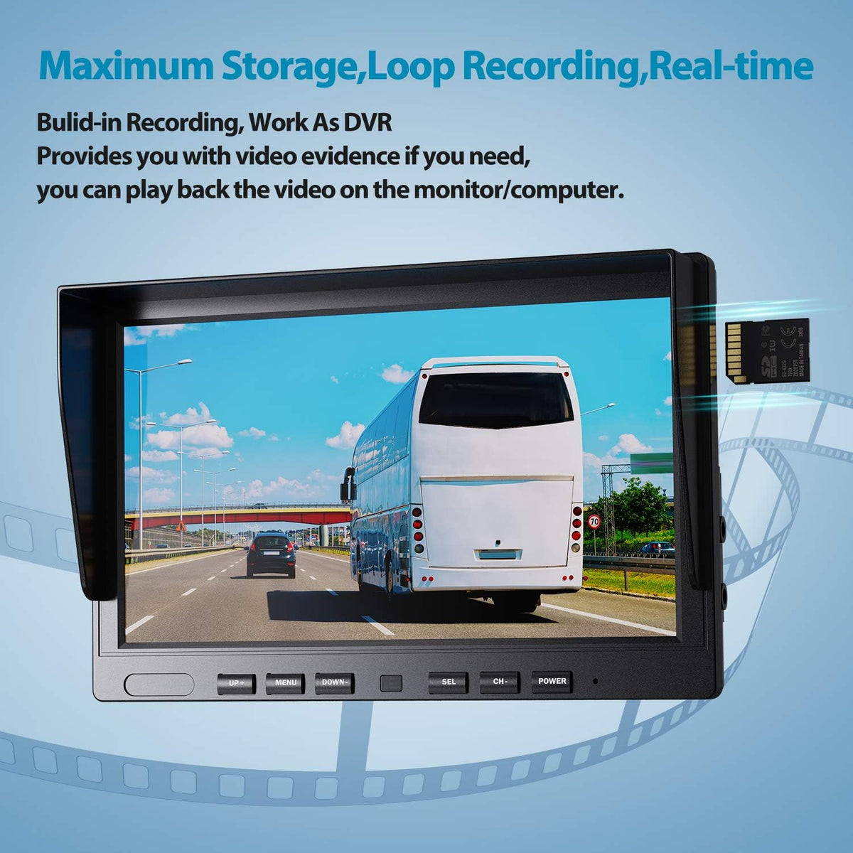 Fookoo ??HD Wired Backup Camera System Kit,10 inch Dual Split Screen Monitor with Recording IP69