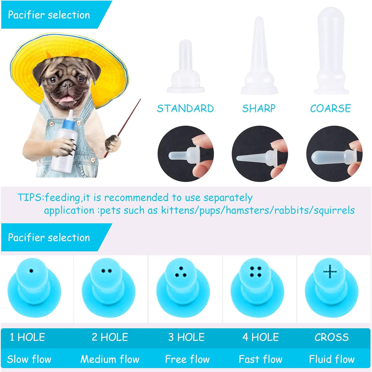 Tondiamo 16 Pieces Pet Feeding Bottle Kit Kitten Bottles Kitten Milk Replacer Puppy Milk Feeder