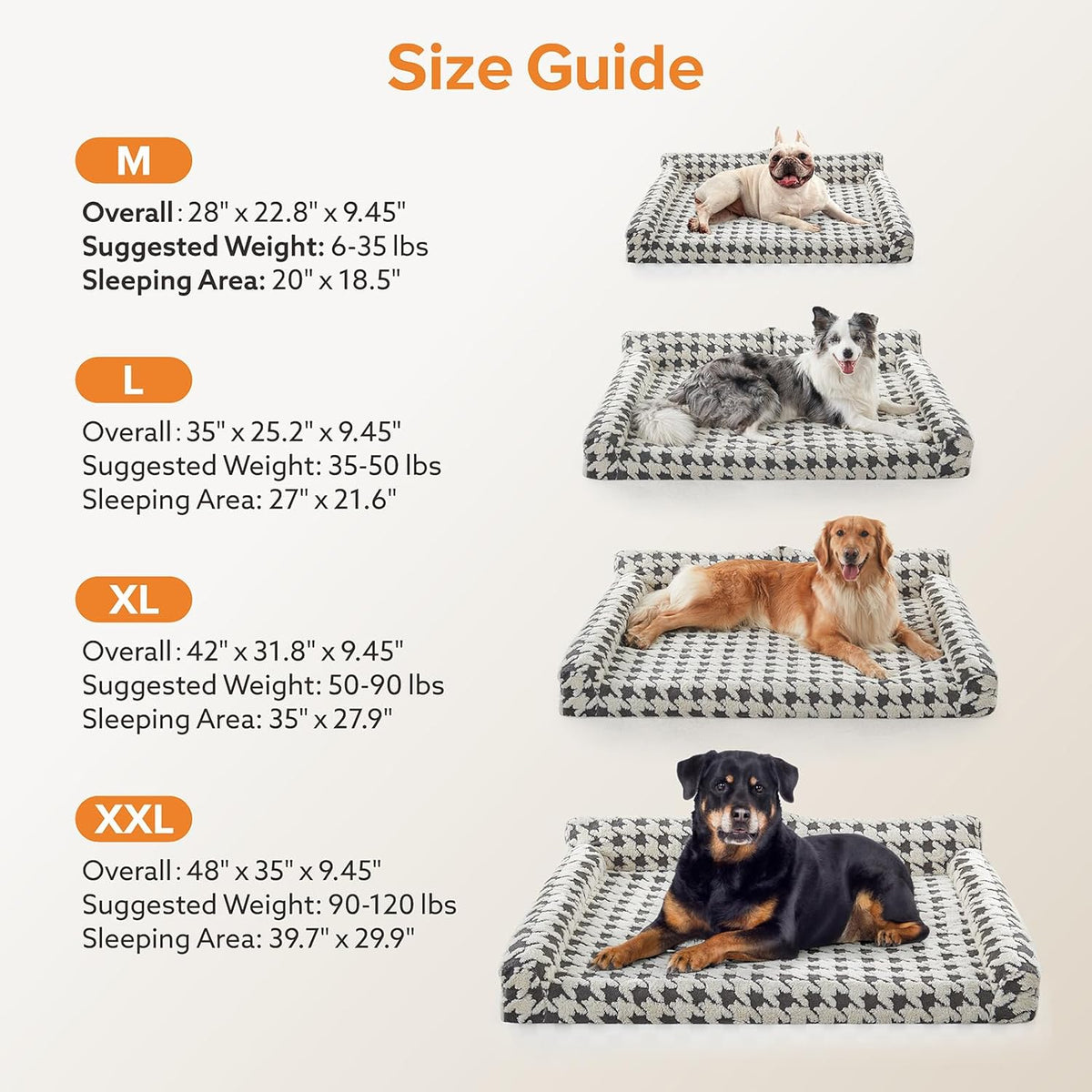 Orthopedic Dog Beds for Medium Dogs Washable, Detachable Side Bolster and Pillow, Medium Dog Sofa