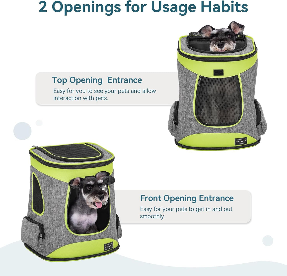 Petsfit Pet Backpack Carrier Easy-Fit Dog Travel Backpack Carrier for Hiking Walking Cycling