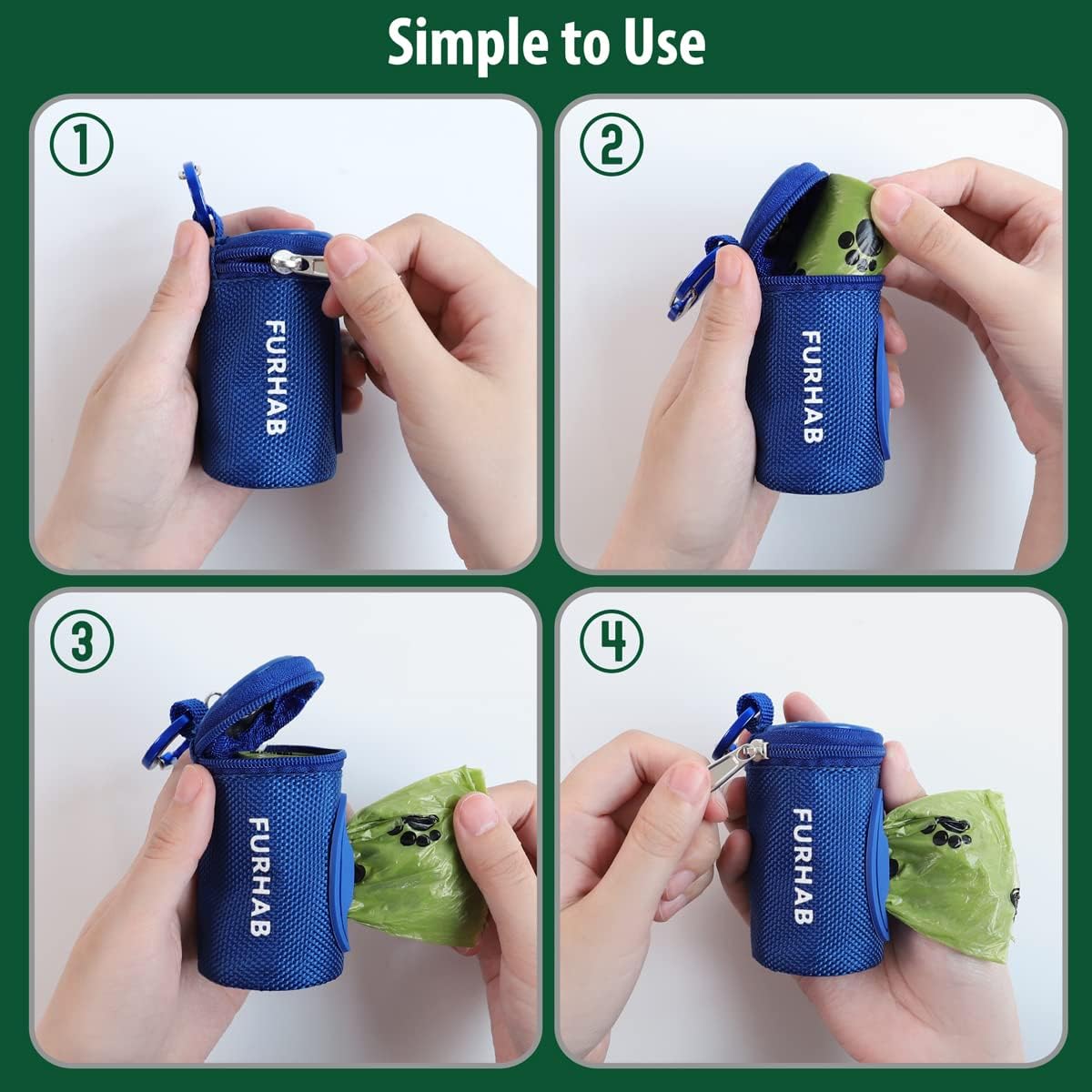 Dog Poop Bag Holder for Leash Doggie Waste Bag Dispenser Soft Fabric Puppy Potty Carrier Small