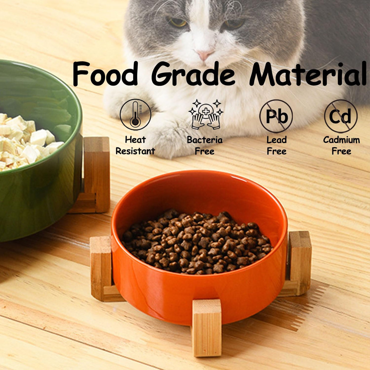 Petygooing Ceramic Dog Bowl Set with Stand,Small Dog Bowls,Cat Dog Food and Water Bowl,Anti -Slip