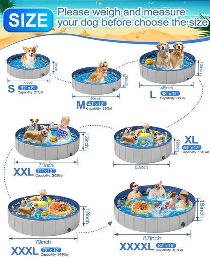 Dog Pool for Small Dogs, Plastic Pool for Dogs, Dog Bathtub Portable, Foldable Pool for Dogs