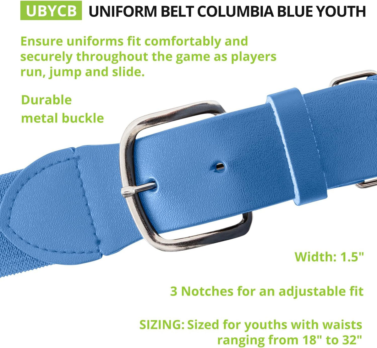 Champion Sports Baseball/Softball Uniform Belt, Comfort Stretch Fit Durable Syntex Tab - Youth &