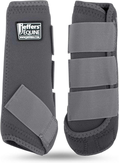 Jeffers Equine Protective Horse Boots 1 Pair Grey - Safe Neoprene Leg Guards & Comfortable Fit