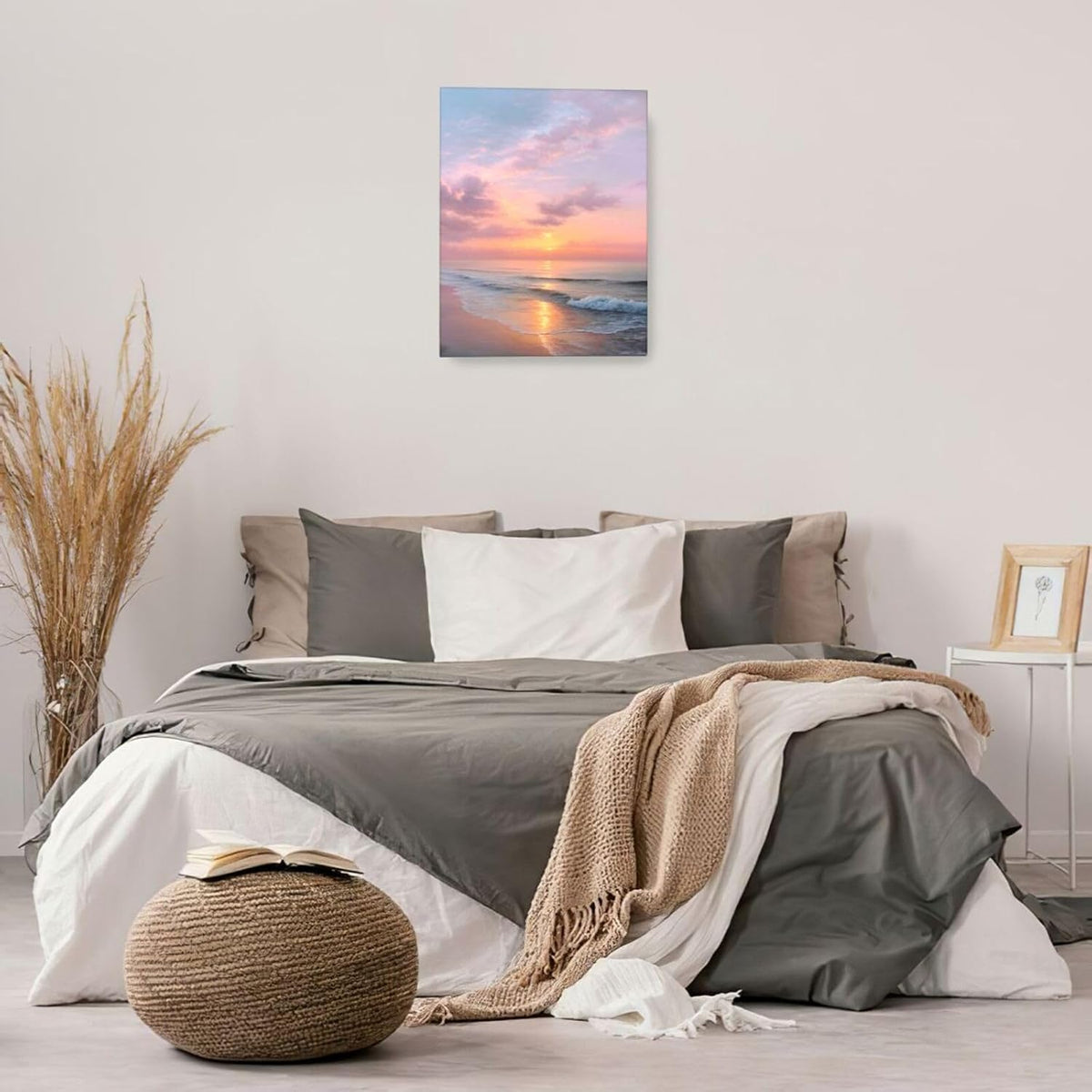 Beach Sunset Wall Art Ocean Coastal Scenery Wall Decor Seascape Picture Canvas Landscape Painting