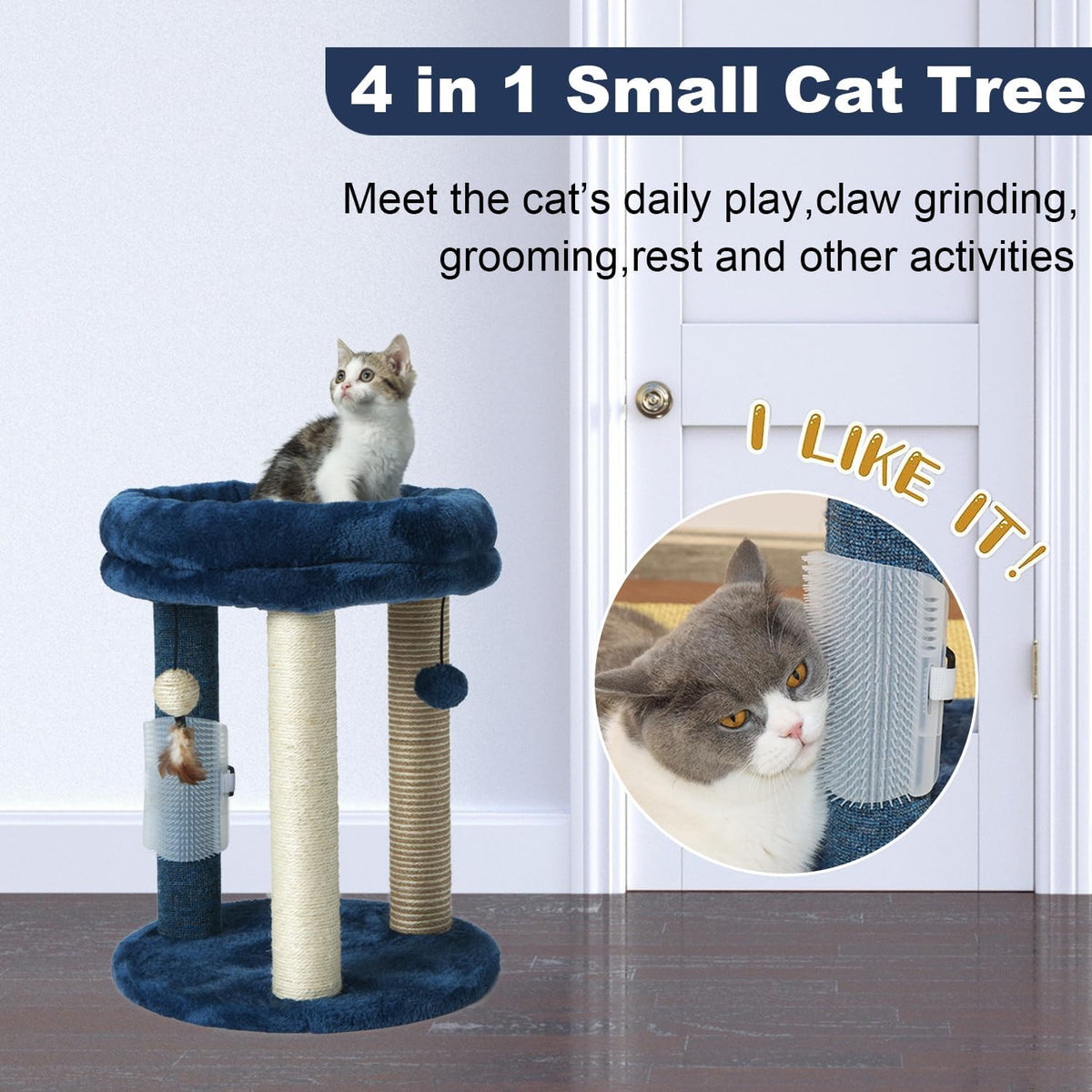 MECOOL Cat Scratching Post Tree with Tower Soft Bed.Natural Quality Sisal Carpet Jute Scratch Posts
