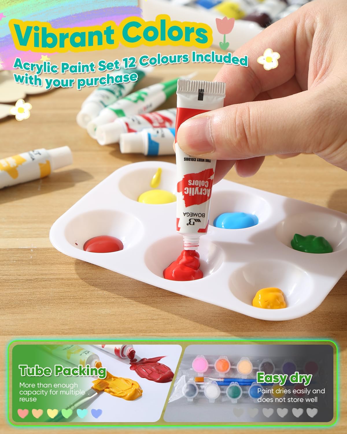RGBDOT Kids Gardening Set Paint and Plant Stoneware Flower Gardening Kit with 4 Pots Arts and