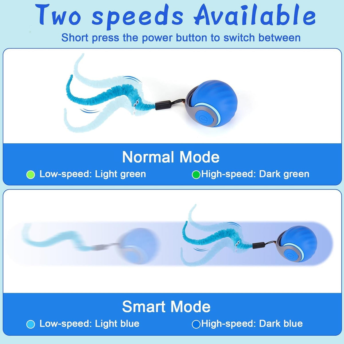Interactive Cat Toy Ball - Motion-Activated, USB Rechargeable Cat Toys for Indoor Cats with