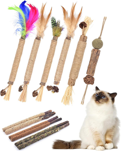 TINDTOP Silvervine Chew Sticks for Cats, 12 Pack Natural Catnip Chew Toys for Kittens Teeth