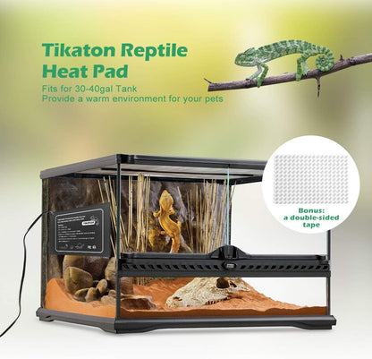 Tikaton Reptile Heat Pad - Adjustable Temperature Under Tank Heater for 10-20gal/30-40gal Tank