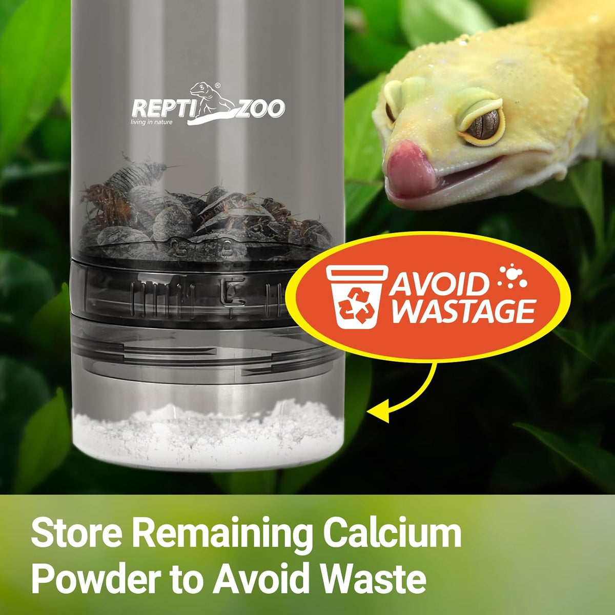 REPTI ZOO Reptile Cricket Calcium Powder Mixer, Cricket Keeper Shaker for Bearded Dragon Gecko