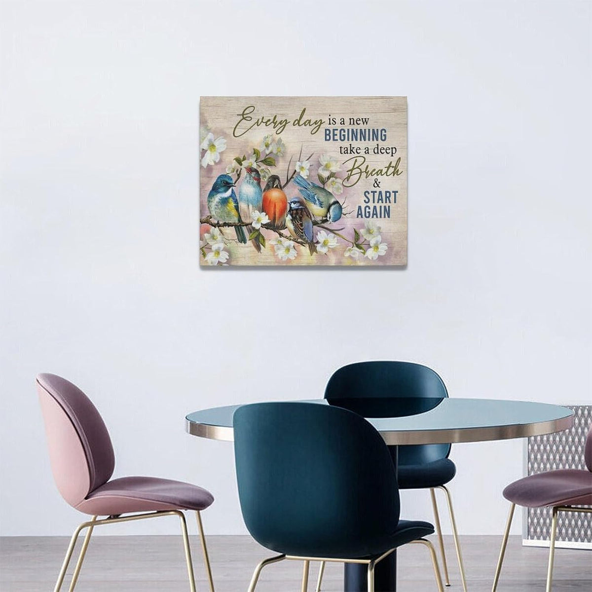 Bird Wall Art Farmhouse Flower Branch Pictures Rustic Country Birds Wall Decor Floral Canvas Print