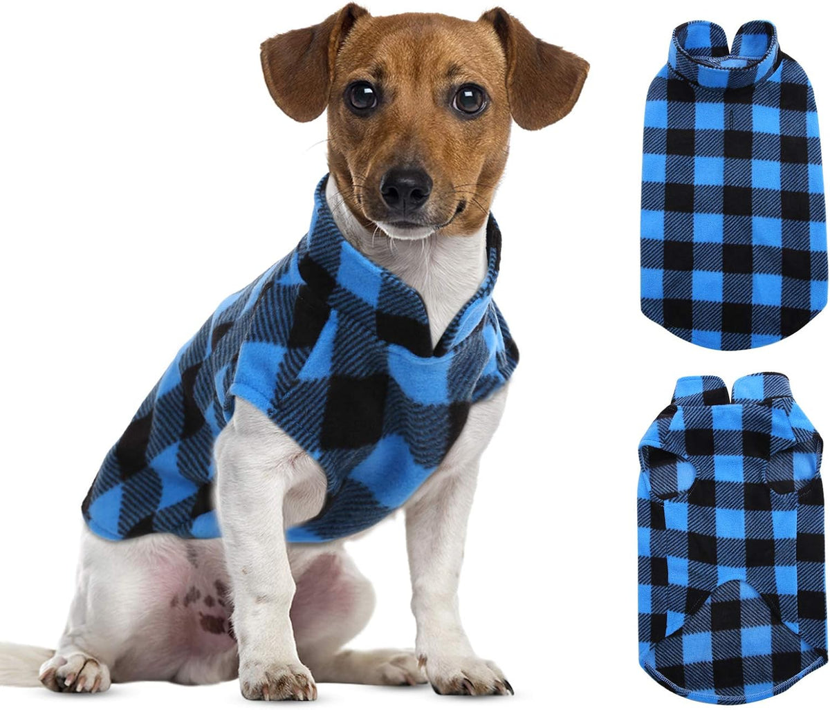 ASENKU Dog Sweater, Plaid Dogs Fleece Vest, Soft Comfortable Pet Pajamas, Warm Winter Puppy Shirt
