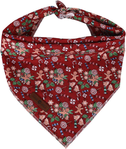 lionet paws Christmas Dog Bandana,Christmas Gingerbread Man Fabric Dogs Kerchief for Medium Large