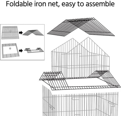 Yaheetech Budgie Cage 55-inch Rolling Standing Triple Roof Medium Parrot Cage Pet Bird Cage with