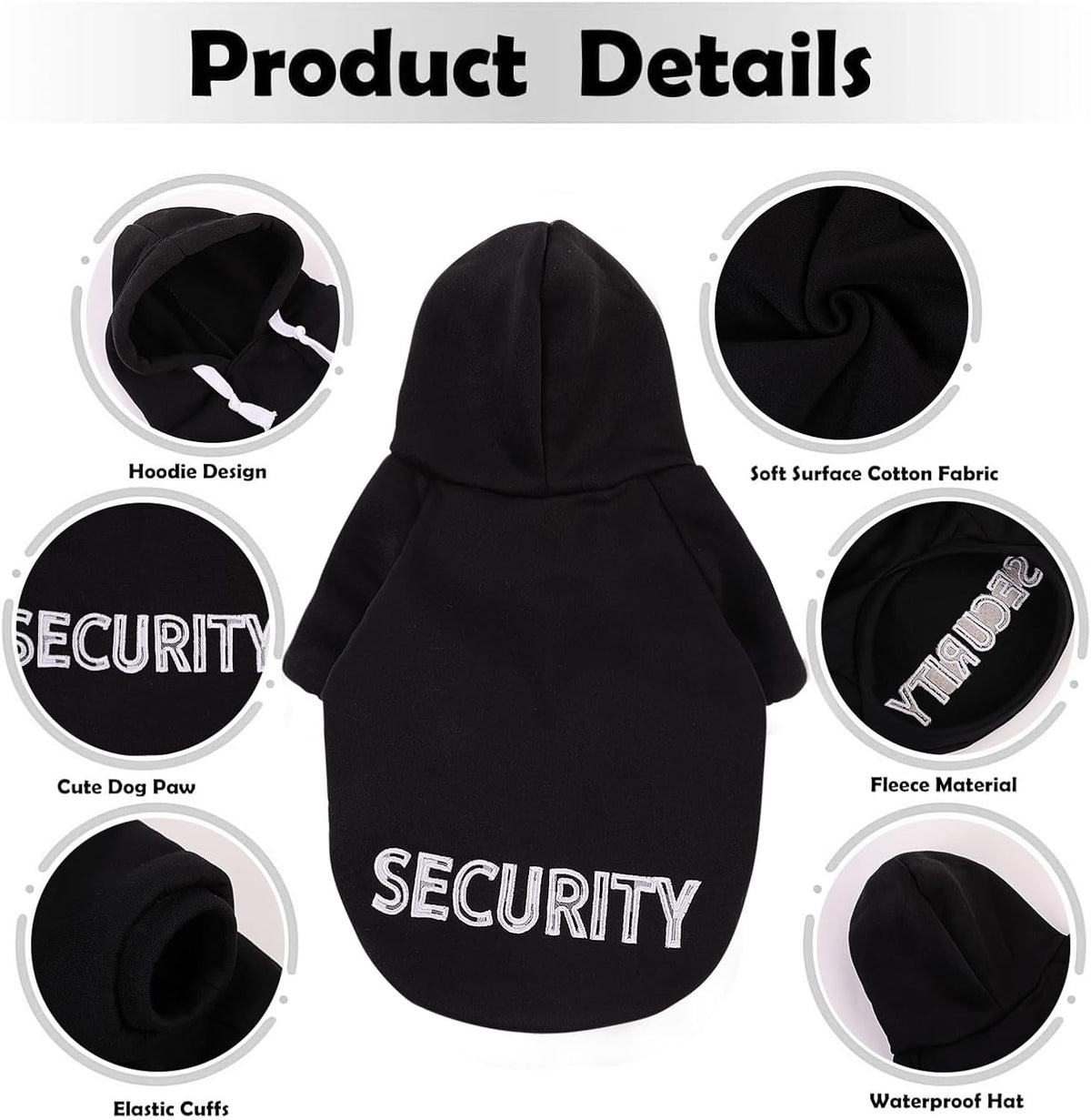 SAWMONG Dog Hoodie,Flannel Pet Hooded Sweater with Hat Puppy Pullover Sweater Shirt,Dog (Security