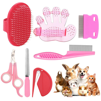 Rabbit Grooming Kit – Bunny Grooming Kit with Shedding Brush, Nail Clippers & Comb – Small Animal