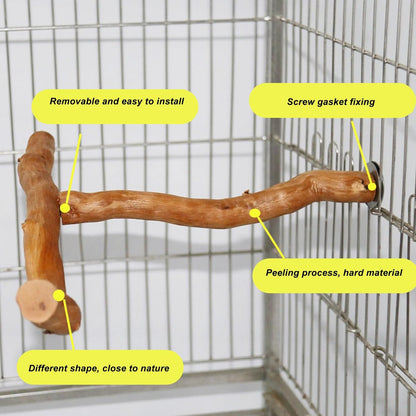 Wood Bird Perch, T Shaped Birdcage Stand Wooden Parrot Perch Stand Perch for Bird Cage Grinding