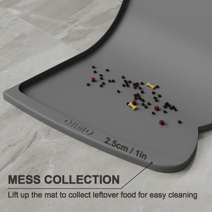 OHMO Dog Food Mat(Dark Grey, 24 * 15'') w/Residue Collection Pocket Silicone Pet Feeding Mat for