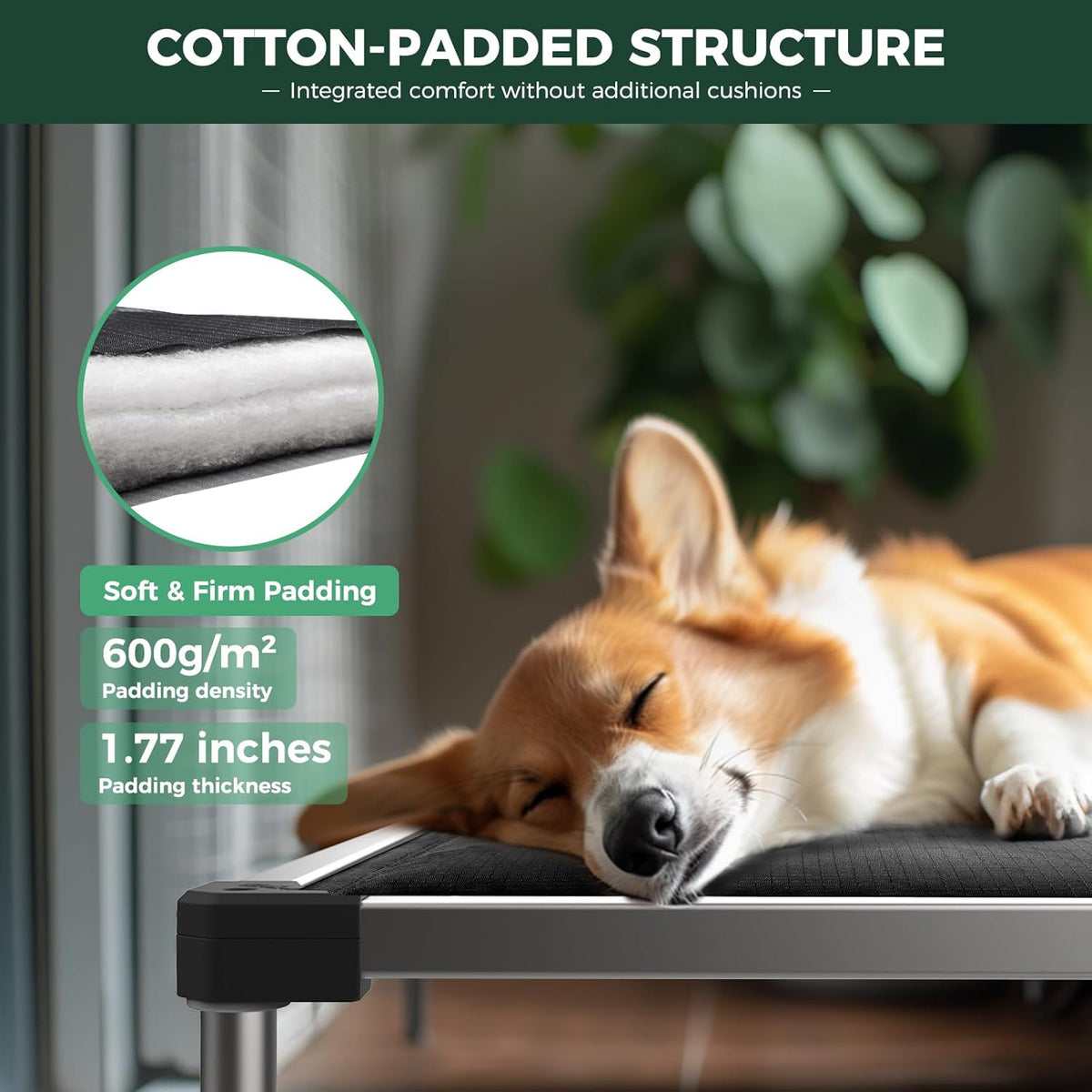 FXW TitanNest Chew-Proof Elevated Dog Bed, Raised Cot for Indoor/Outdoor/Camping Use, Durable &