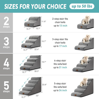 Dog Stairs for Small Dog 22.6" H, Curved Pet Step for Puppy, Older Cat, Medium Pet Ramp for High
