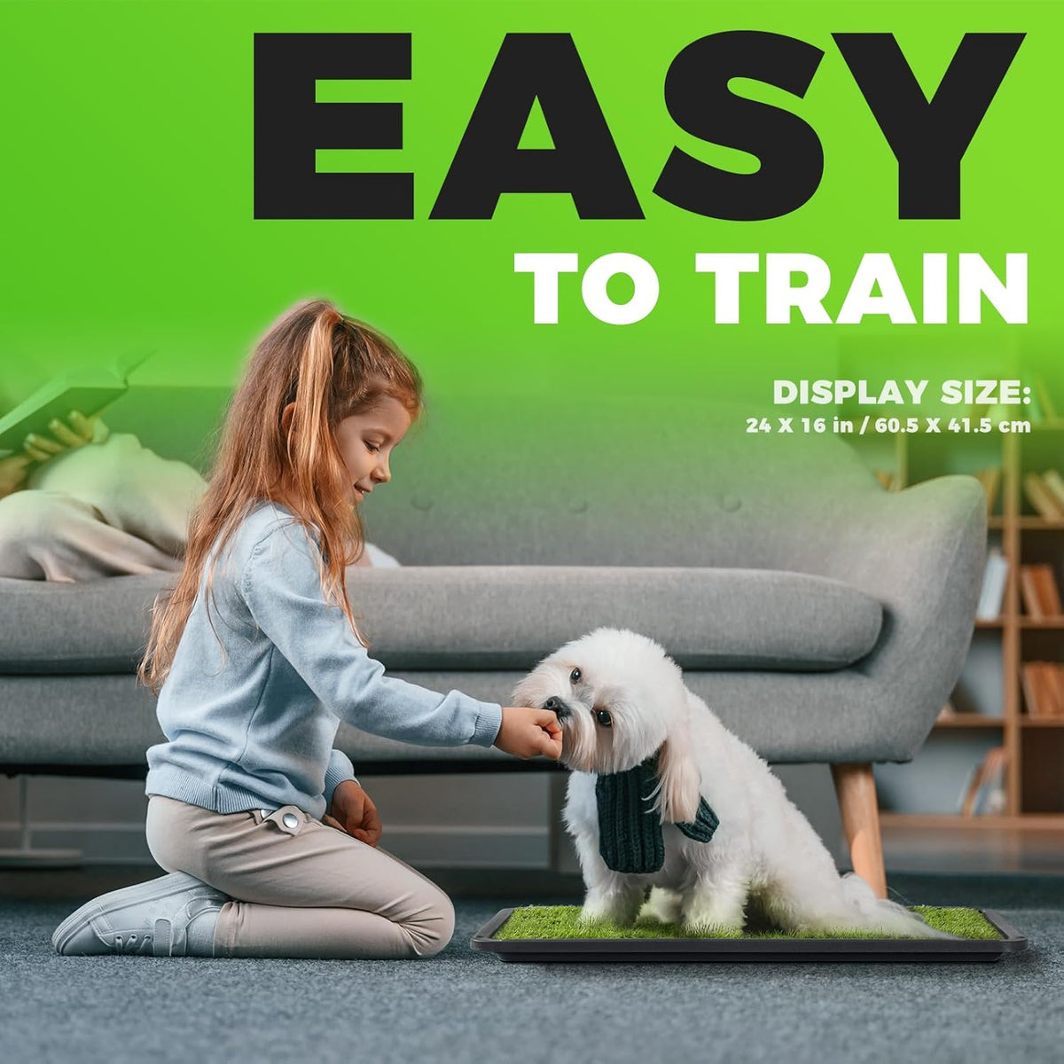 Hompet Dog Grass Pad with Tray Large, 24"x16", 2 Reusable Artificial Turf for Dogs Potty