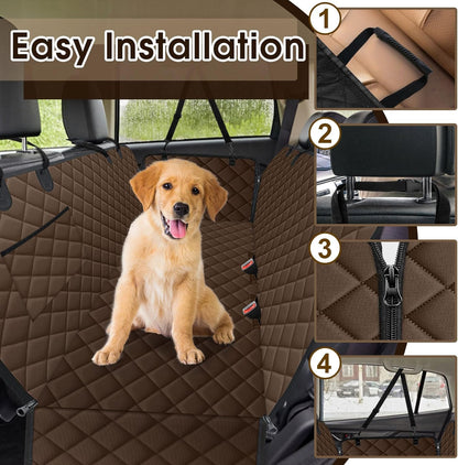 Waterproof Dog Car Seat Cover for Back Seat - Durable, Scratch Proof Pet Hammock with Nonslip