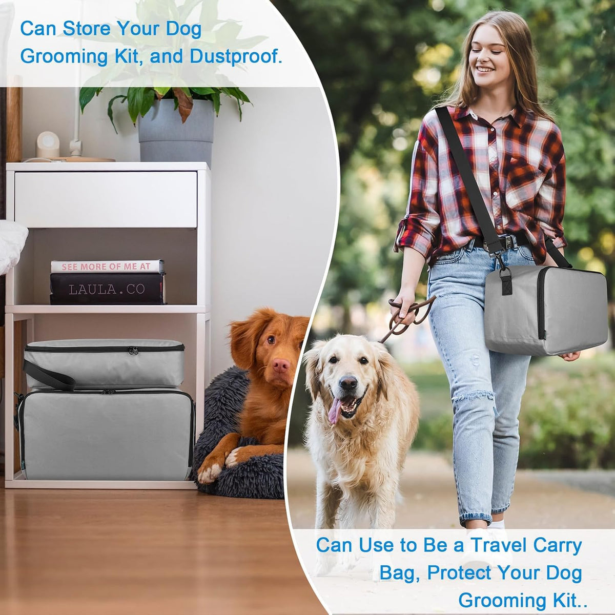 Beautyflier Pet Grooming Supplies Organizer, Protective Tote Bag Case for Pet Grooming Kit & Vacuum