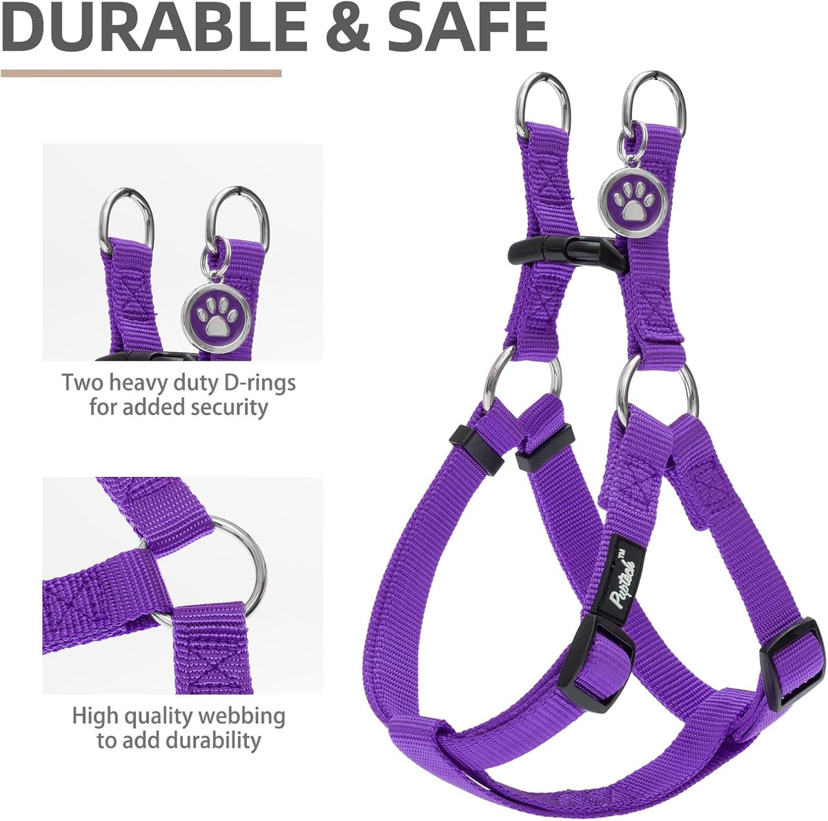 PUPTECK No Pull Dog Harness Soft Adjustable Basic Nylon Step in Puppy Vest Outdoor Walking with ID