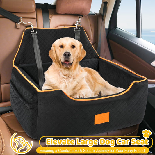 Dog Car Seat for Large/Medium Dog, Booster Seat for Dogs Under 55Lbs or 2 Small, Detachable and