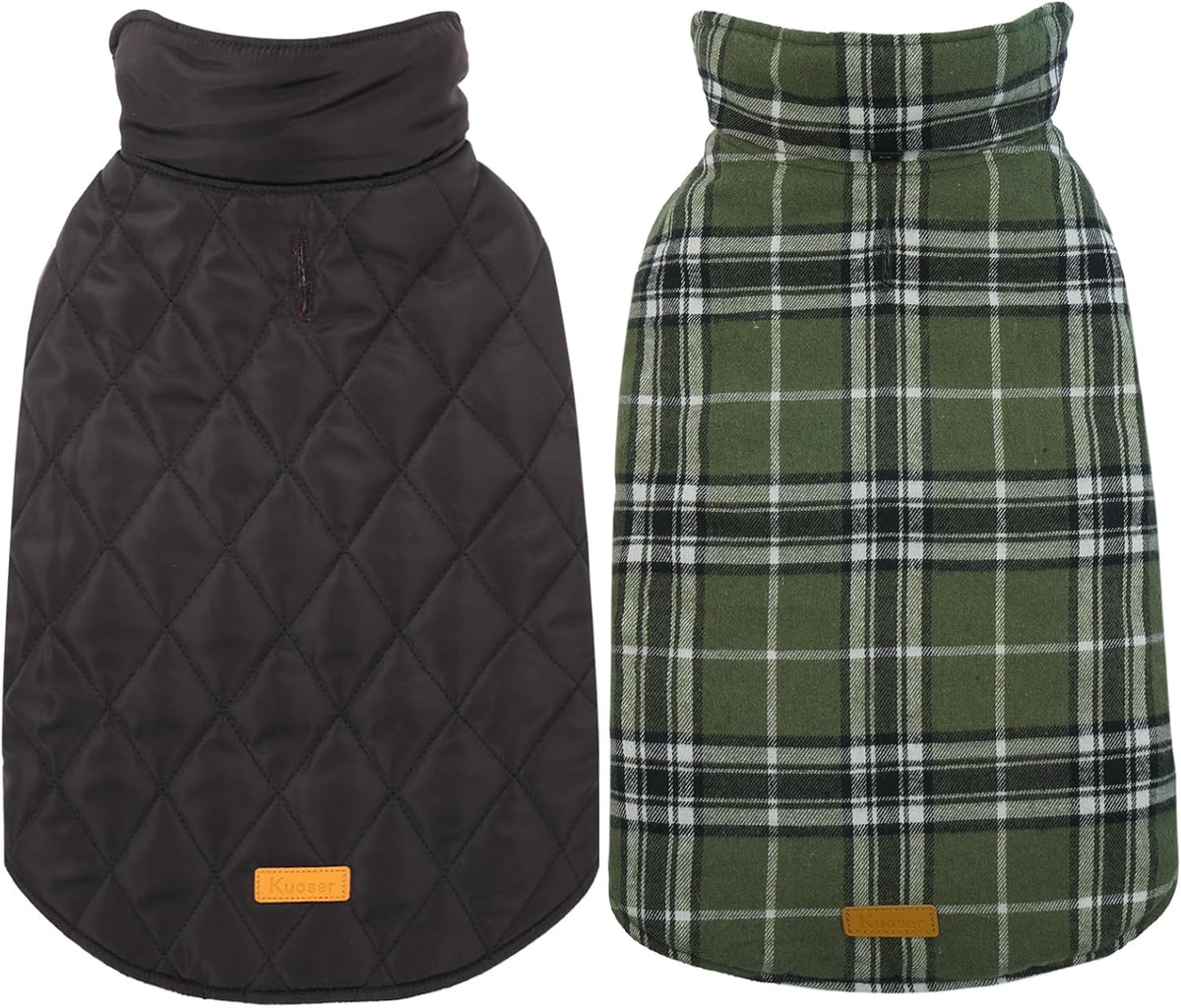 Kuoser Waterproof Dog Coat, Reversible Dog Jacket for Large Dogs, Adjustable Durable Doggie Winter
