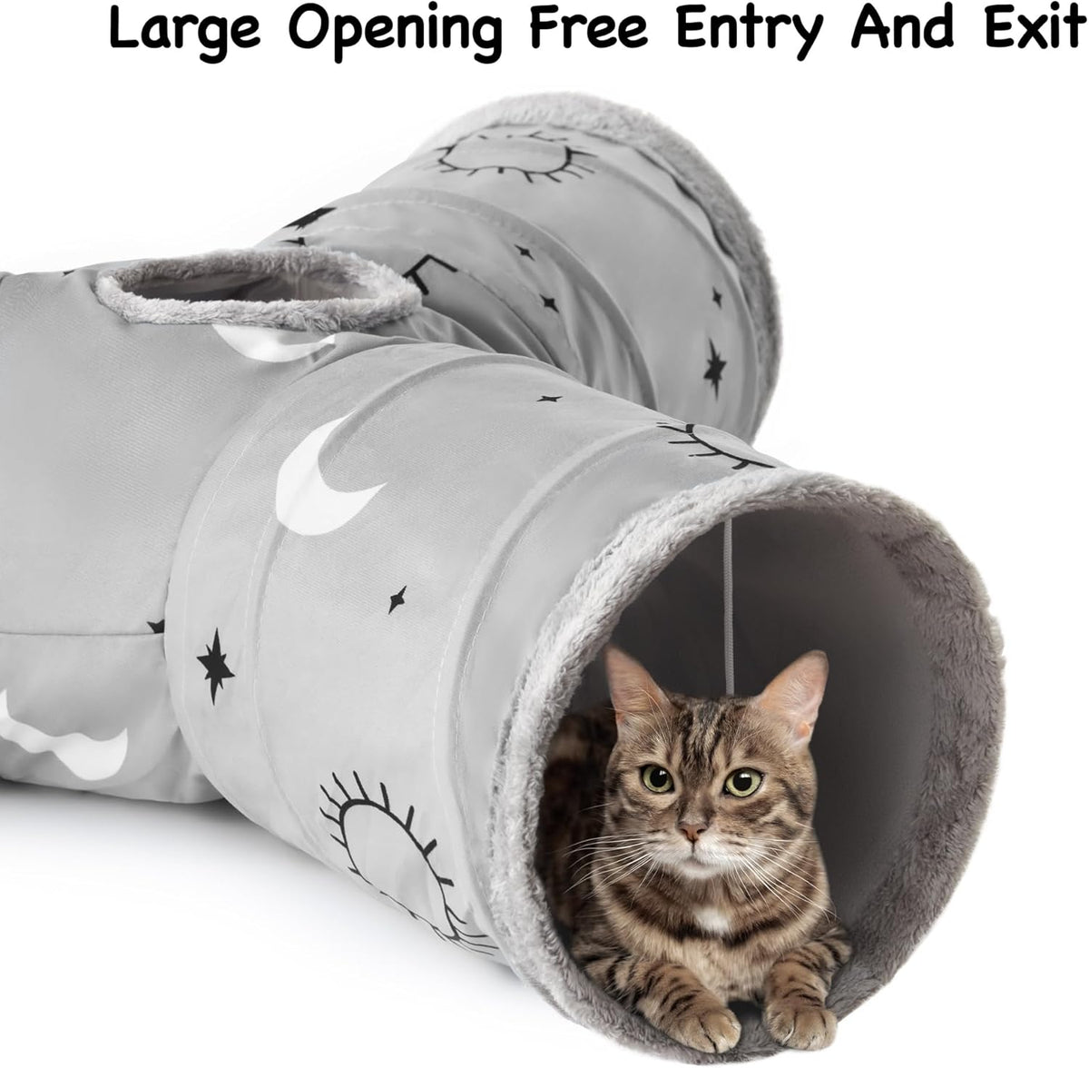 Tempcore Pet Cat Tunnel Tube Cat Toys 3 Way Collapsible, Cat Tunnels for Indoor Cats Fleece-Lined
