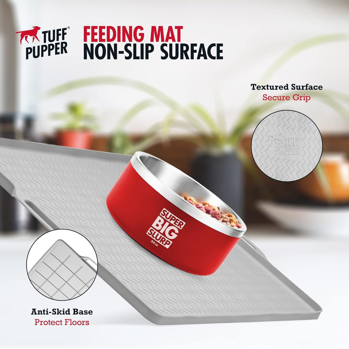Tuff Pupper 18x12 Small Dog Feeding Mat for Food and Water | Dog Feeding Mats for Floors |