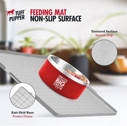 Tuff Pupper 18x12 Small Dog Feeding Mat for Food and Water | Dog Feeding Mats for Floors |