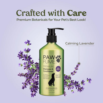 PAWFUME Dog Shedding Shampoo and Conditioner, Royal Lavender, 1-Pack – Nourish & Detangle for Silky