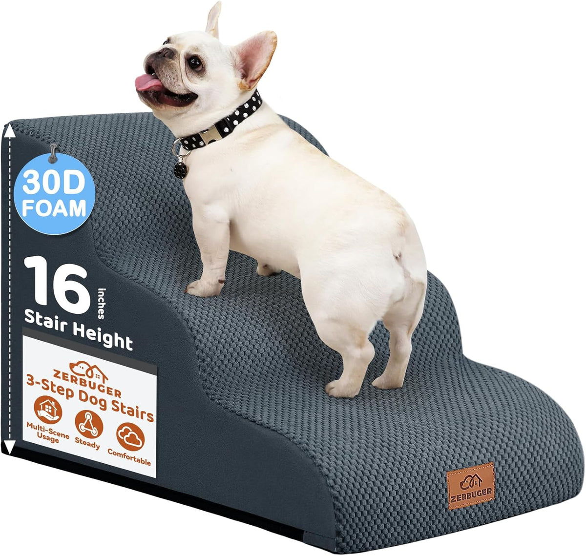 Dog Ramp and Stair for Bed 16" H-20 H,3-Step Cat Stair for Sofa and Chair,4-Step Dog Ramp for High