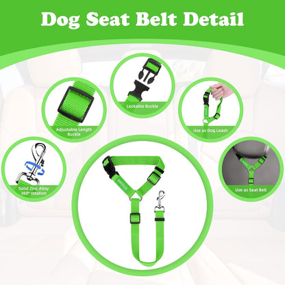 BWOGUE 2 Packs Dog Cat Safety Seat Belt Strap Car Headrest Restraint Adjustable Nylon Fabric Dog