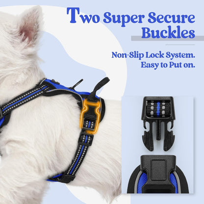rabbitgoo Dog Harness No Pull with 2 Leash Clips, Adjustable Soft Padded, Reflective Oxford No
