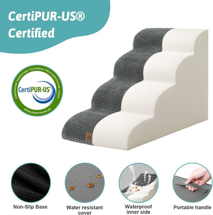 Dog Stairs for Small Dogs 19.7" H, Curved Dog Step for Puppy, Older or Cat, Medium Pet Ramp for