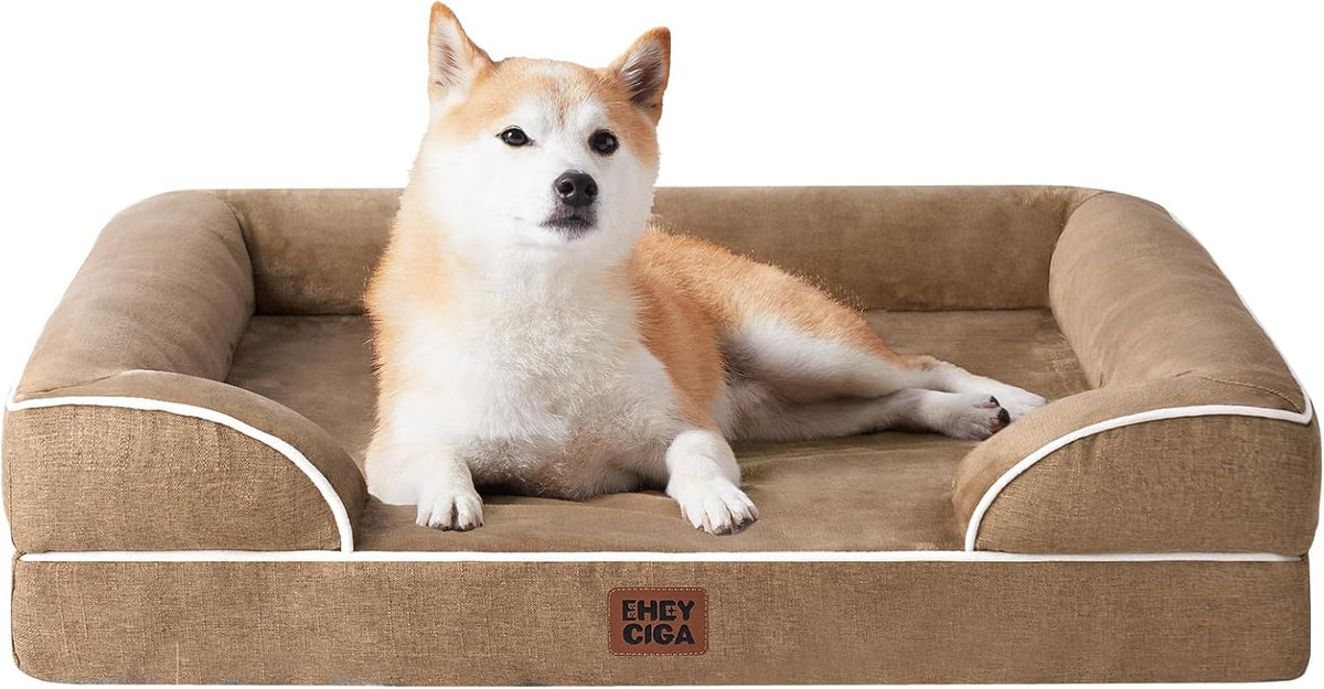 EHEYCIGA Orthopedic Dog Beds for Large Dogs, Waterproof Memory Foam Large Pet Bed with Sides