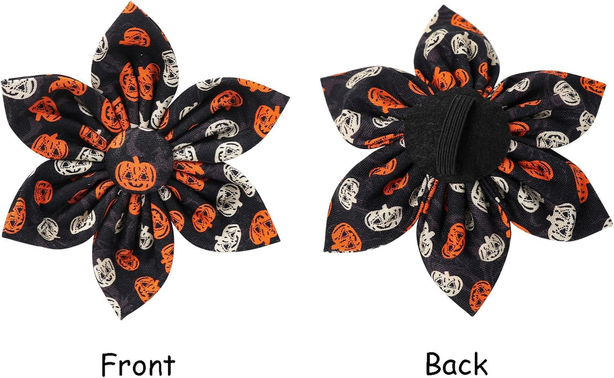 Lionet Paws Dog Collar with Flower - Cute Cotton Adjustable Flower Dog Collar with Metal Buckle for