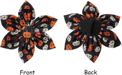 Lionet Paws Dog Collar with Flower - Cute Cotton Adjustable Flower Dog Collar with Metal Buckle for