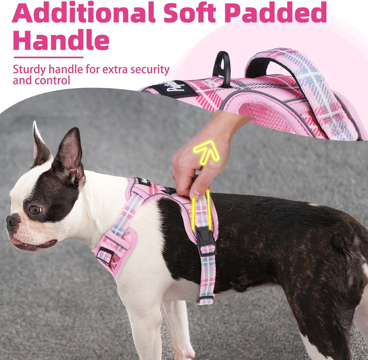 PUPTECK No Pull Dog Harness Medium Sized, Adjustable Reflective Dog Harness with Handle Easy