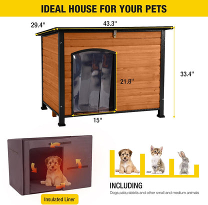 Aivituvin Dog House Outdoor & Indoor Dog Kennel with Insulated Liner for Winter Waterproof Large