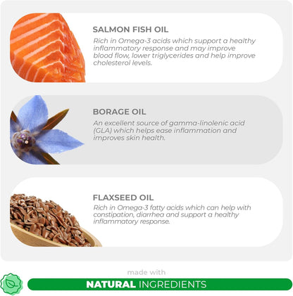 Omega 3 Fish Oil for Dogs - 120 Chewable Tablets - with Omega 3, 6, and 9, Vitamin E for Dog