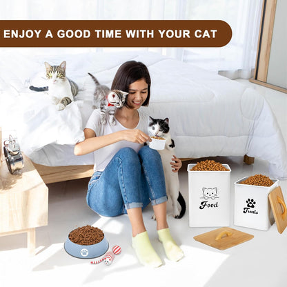 Cat Food Storage Container with Scoop, 2PCS Cat Food Storage Container with Lids Airtight, Cat